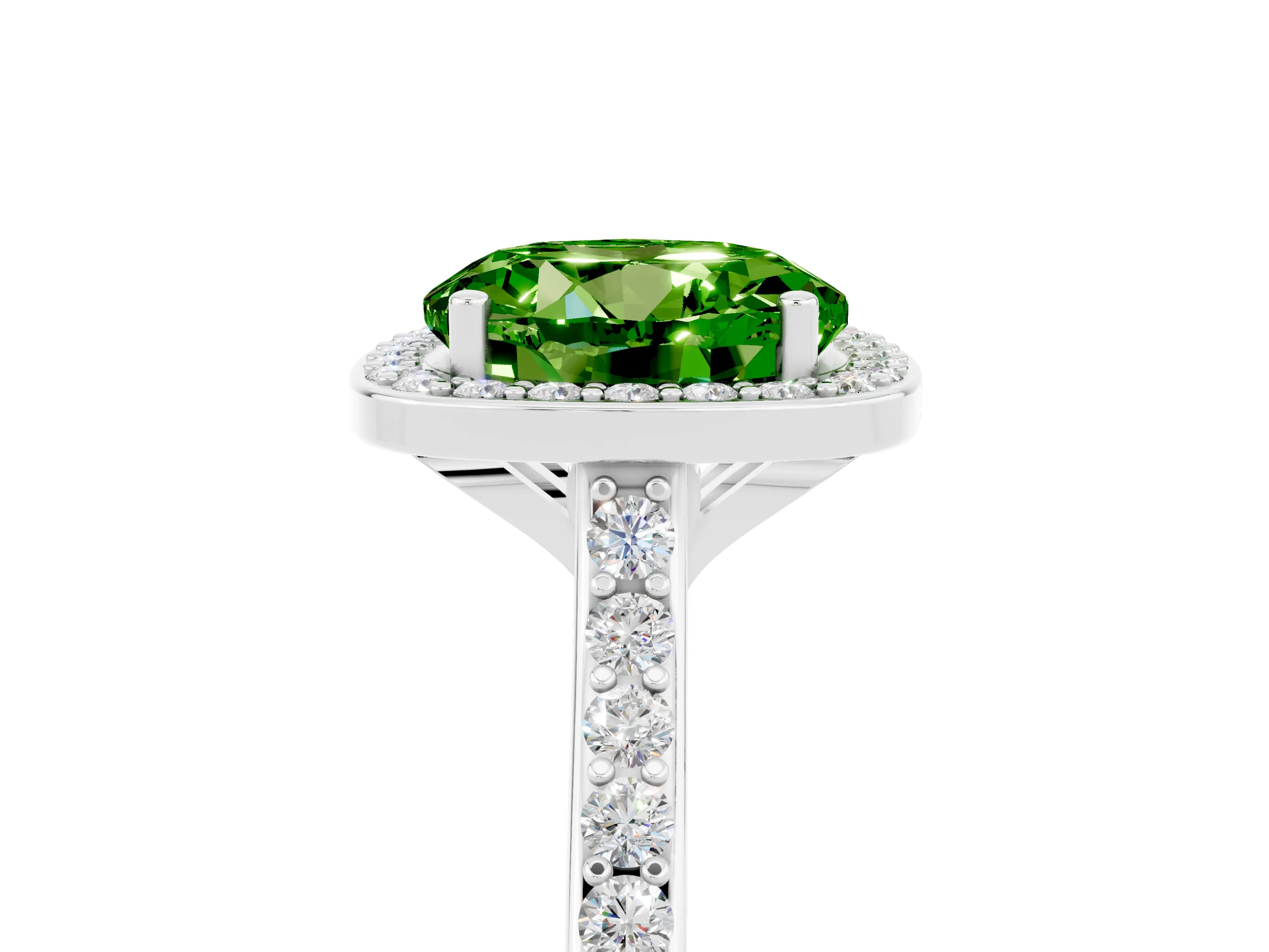 White gold Round Cut Halo Round Diamond Pavé Band with Four-Prong Setting_5