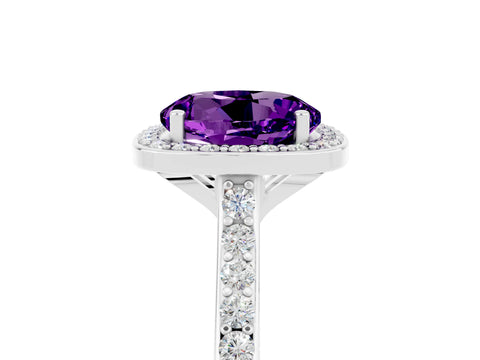 White gold Round Cut Halo Round Diamond Pavé Band with Four-Prong Setting_5