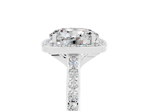 White gold Round Cut Halo Round Diamond Pavé Band with Four-Prong Setting_5