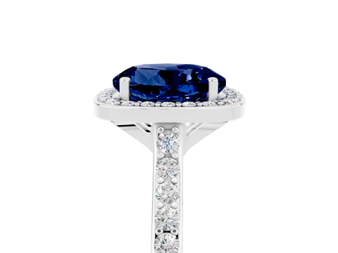 White gold Round Cut Halo Round Diamond Pavé Band with Four-Prong Setting_5