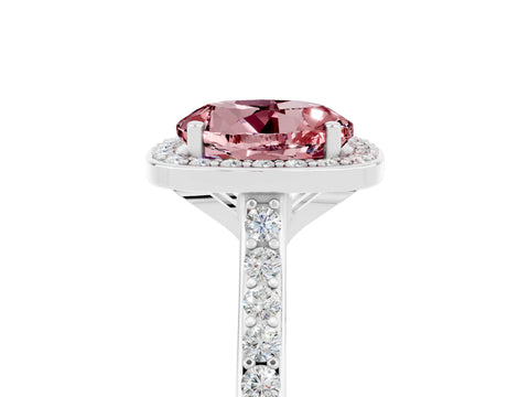 White gold Round Cut Halo Round Diamond Pavé Band with Four-Prong Setting_5