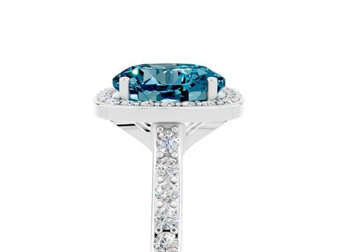 White gold Round Cut Halo Round Diamond Pavé Band with Four-Prong Setting_5