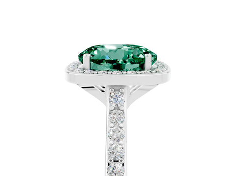 White gold Round Cut Halo Round Diamond Pavé Band with Four-Prong Setting_5
