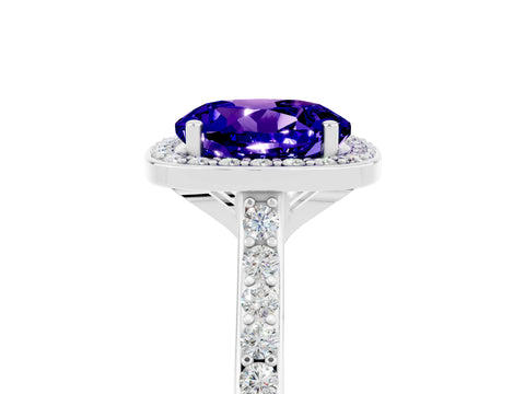 White gold Round Cut Halo Round Diamond Pavé Band with Four-Prong Setting_5