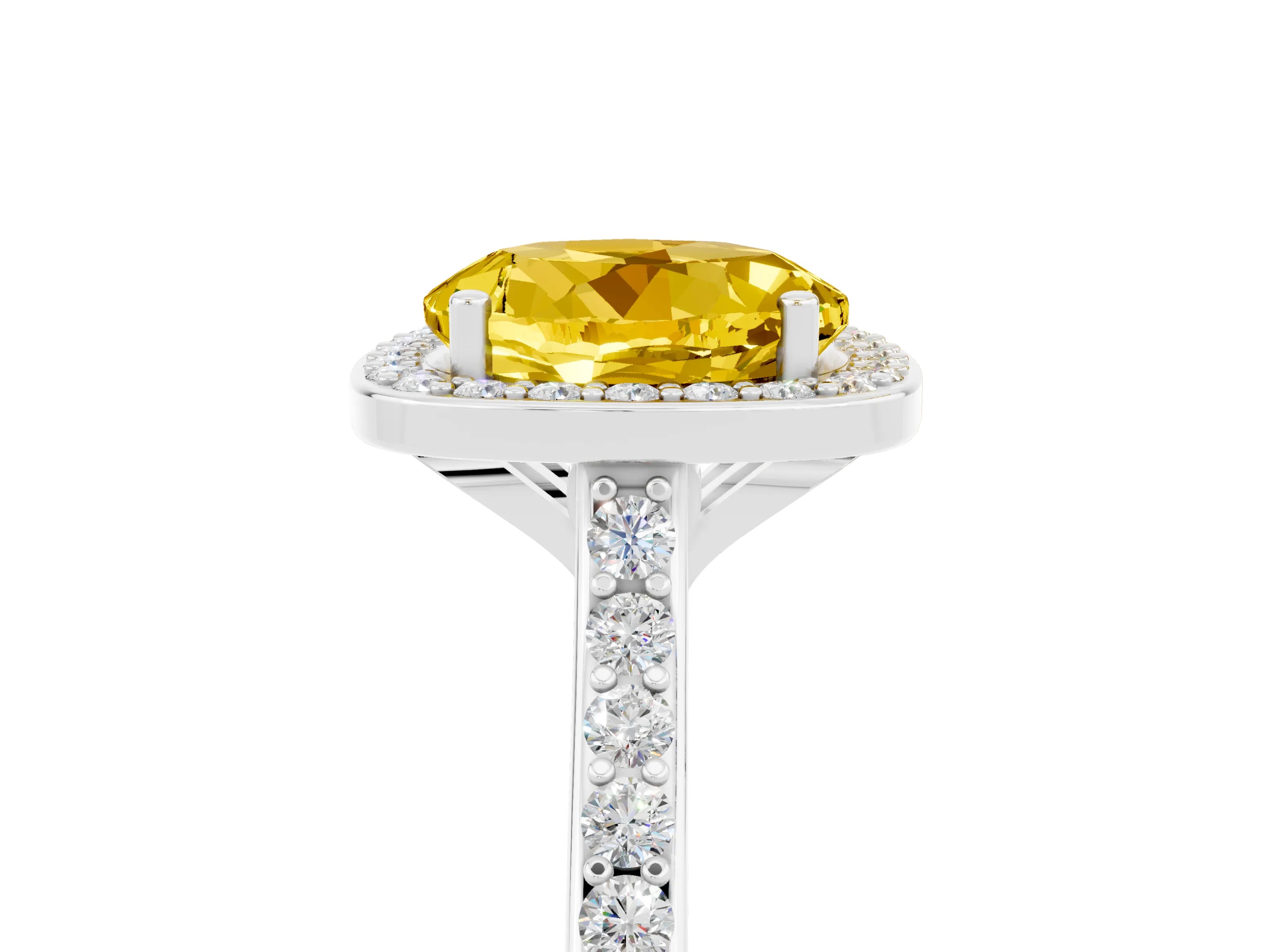 White gold Round Cut Halo Round Diamond Pavé Band with Four-Prong Setting_5