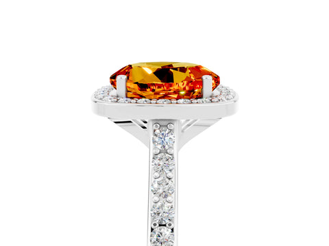 White gold Round Cut Halo Round Diamond Pavé Band with Four-Prong Setting_5