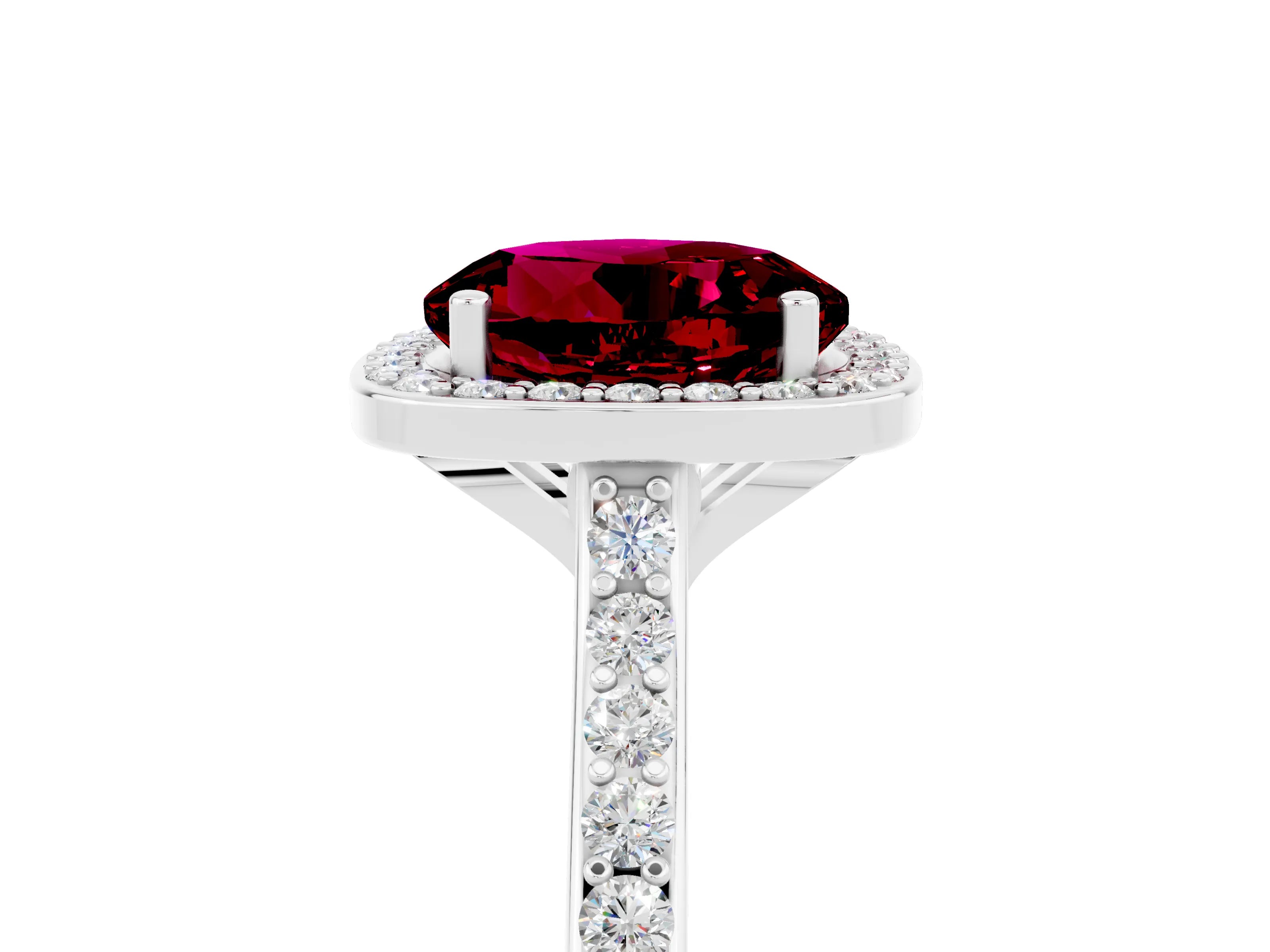White gold Round Cut Halo Round Diamond Pavé Band with Four-Prong Setting_5