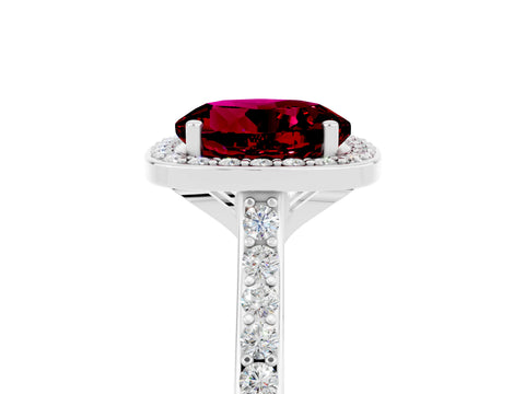 White gold Round Cut Halo Round Diamond Pavé Band with Four-Prong Setting_5