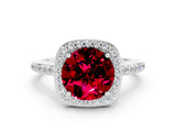 White gold Round Cut Halo Round Diamond Pavé Band with Four-Prong Setting