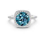 White gold Round Cut Halo Round Diamond Pavé Band with Four-Prong Setting