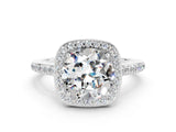 White gold Round Cut Halo Round Diamond Pavé Band with Four-Prong Setting