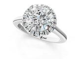 White gold Round Cut Halo Round Diamond Solitaire Engagement Ring with Pave Band and Four-Prong Setting_8
