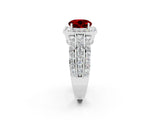 White gold Round Cut Halo Ruby Ring with Round  Split Shank and Prong Setting_14