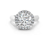 White gold Round Cut Halo Solitaire Engagement Ring with Square Band and Four-Prong Setting_90