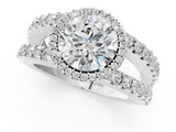 White gold Round Cut Halo Split Shank Diamond Ring with Four-Prong Setting_68