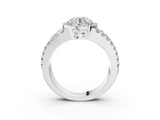White gold Round Cut Halo Split Shank Diamond Ring with Four-Prong Setting_70