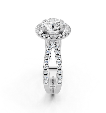 White gold Round Cut Halo Split Shank Pave Set Ring_27