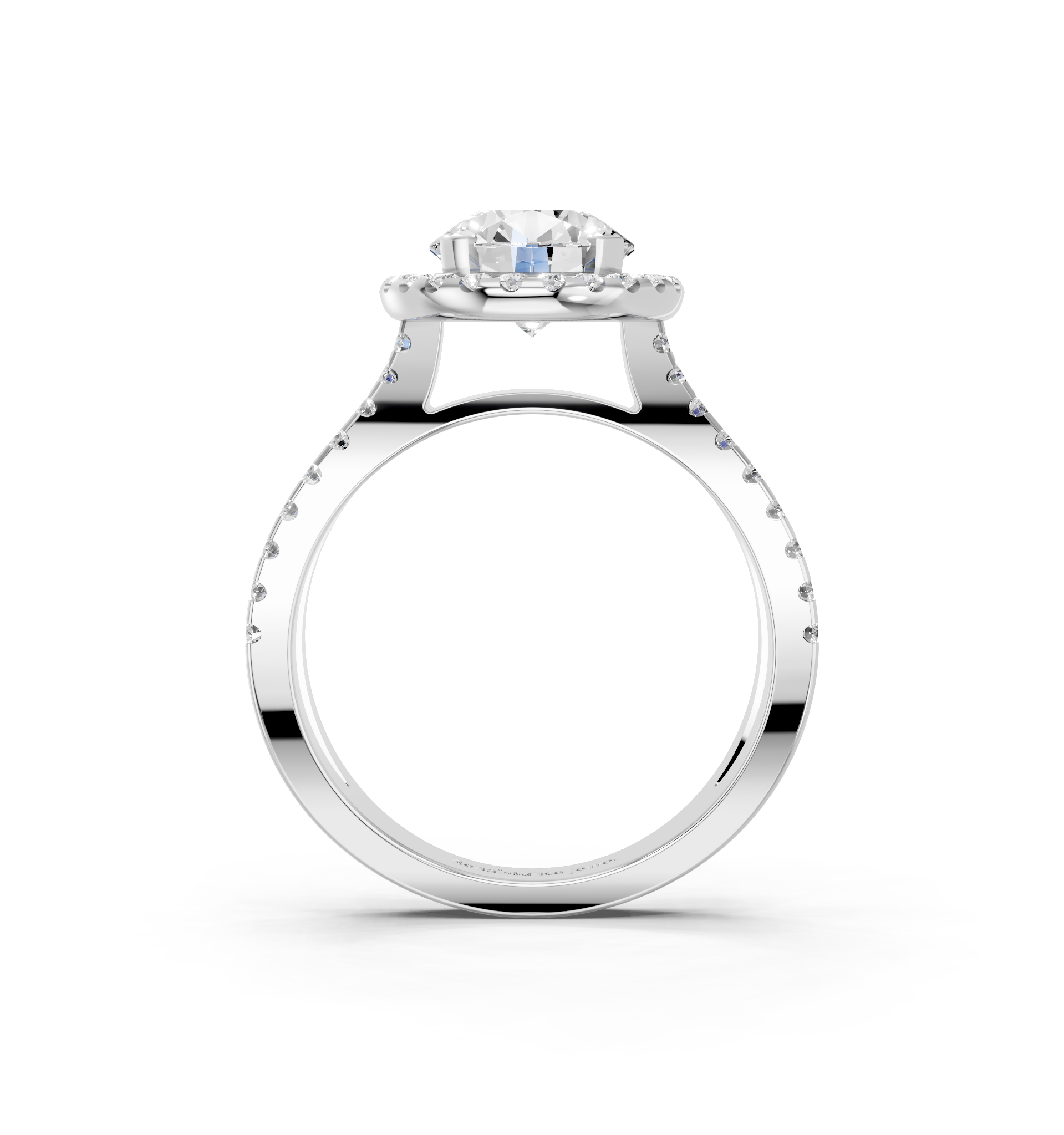 White gold Round Cut Halo Split Shank Pave Set Ring_28