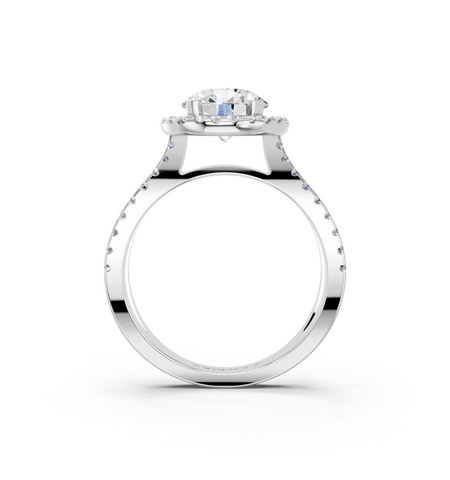 White gold Round Cut Halo Split Shank Pave Set Ring_28