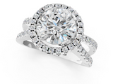 White gold Round Cut Halo Split Shank Pave Set Ring_69