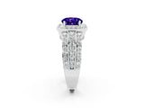 White gold Round Cut Halo Tanzanite Ring with Split Shank and Four-Prong Setting_2