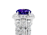 White gold Round Cut Halo Tanzanite Ring with Split Shank and Four-Prong Setting_5