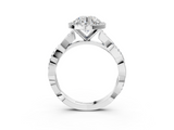 White gold Round Cut Halo Twisted Band Four-Prong Ring_82