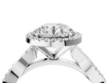White gold Round Cut Halo Twisted Band Four-Prong Ring_83