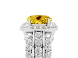 White gold Round Cut Halo Yellow Sapphire Ring with Split Shank and Four-Prong Setting_29