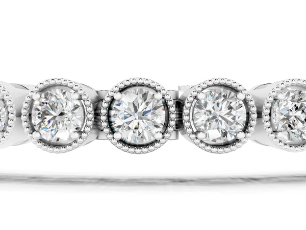 White gold Round Cut Milgrain Bezel Set Tennis Bracelet