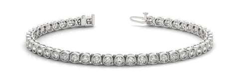 White gold Round Cut Milgrain Bezel Set Tennis Bracelet
