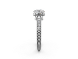 Platinum 3.01 Carat F VS1 Round Diamond Engagement Ring with Milgrain Channel Set Band and Prong Setting