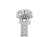 Platinum 3.01 Carat F VS1 Round Diamond Engagement Ring with Milgrain Channel Set Band and Prong Setting