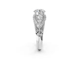 White gold Round Cut Milgrain Pave Diamond Engagement Ring with Four-Prong Setting_13