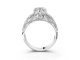 White gold Round Cut Milgrain Pave Diamond Engagement Ring with Four-Prong Setting_14