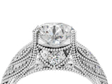 White gold Round Cut Milgrain Pave Diamond Engagement Ring with Four-Prong Setting_15