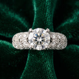 White gold Round Cut Milgrain Pave Diamond Engagement Ring with Four-Prong Setting_22