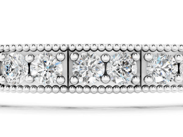 White gold Round Cut Milgrain Tennis Bracelet with Box Setting