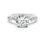 White gold Round Cut Moissanite Cluster Side Stone Solitaire Ring with Prong Setting_24