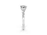 White gold Round Cut Moissanite Cluster Side Stone Solitaire Ring with Prong Setting_26