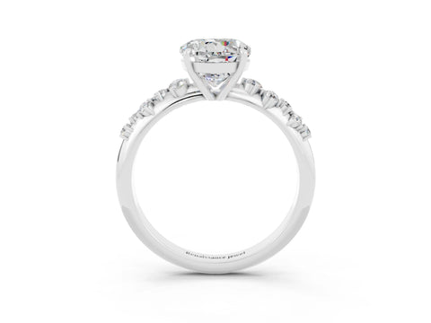 White gold Round Cut Moissanite Cluster Side Stone Solitaire Ring with Prong Setting_27