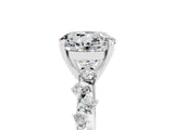White gold Round Cut Moissanite Cluster Side Stone Solitaire Ring with Prong Setting_29