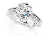 White gold Round Cut Moissanite Engagement Ring with Milgrain Channel Set Band and Prong Setting_1