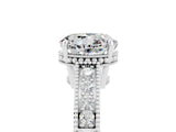 White gold Round Cut Moissanite Engagement Ring with Milgrain Channel Set Band and Prong Setting_5