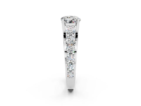 White gold Round Cut Moissanite Engagement Ring with Pavé Band and Four-Prong Setting_2