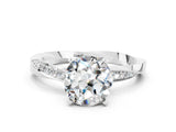 White gold Round Cut Moissanite Engagement Ring with Side Stone Accents and Four-Prong Setting_27