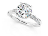 White gold Round Cut Moissanite Engagement Ring with Side Stone Accents and Four-Prong Setting_28