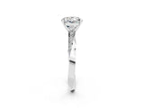 White gold Round Cut Moissanite Engagement Ring with Side Stone Accents and Four-Prong Setting_29