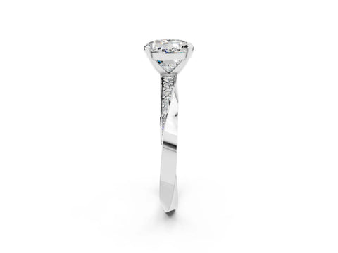 White gold Round Cut Moissanite Engagement Ring with Side Stone Accents and Four-Prong Setting_29