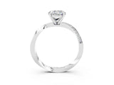 White gold Round Cut Moissanite Engagement Ring with Side Stone Accents and Four-Prong Setting_30